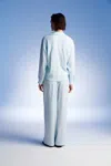 Nocturne Textured Blouse With Front Knot In Blue