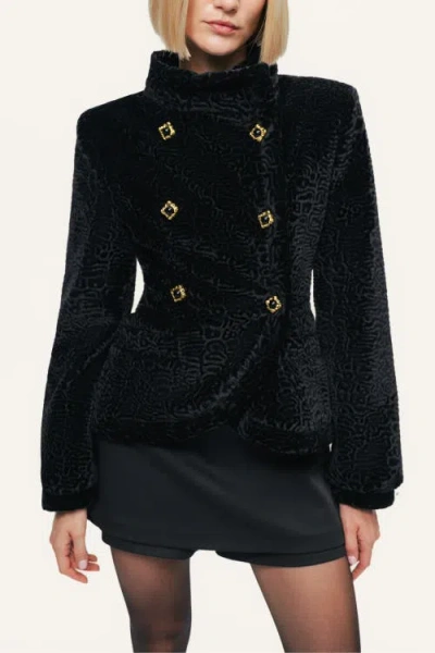 Nocturne Textured High Neck Jacket In Black