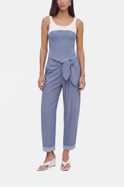 Nocturne Textured Straight Leg Trousers In Blue