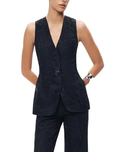 Nocturne Textured Tailored Vest In Black