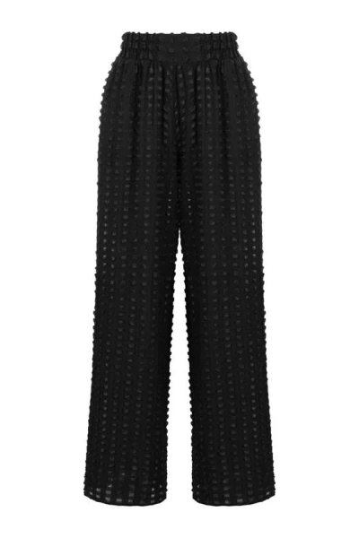 Nocturne Textured Wide Leg Trousers In Black