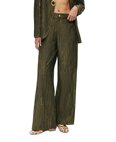 Nocturne Textured Wide-leg Pants In Green