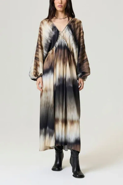NOCTURNE NOCTURNE TIE-BACK BATIK PRINT MAXI DRESS