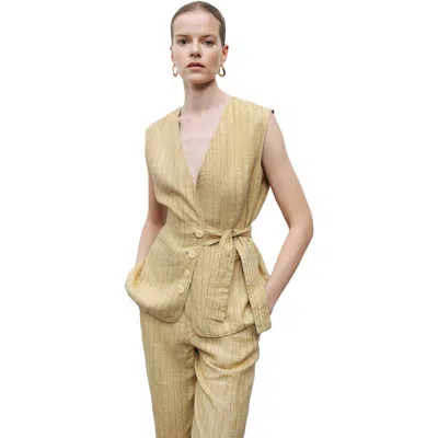 Nocturne Tie Detail Vest In Yellow