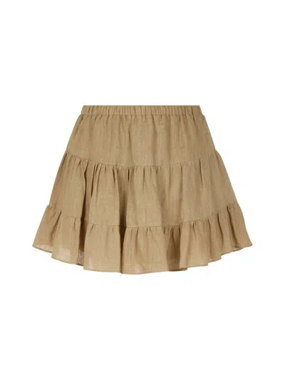 Nocturne Tiered Mini Linen Skirt