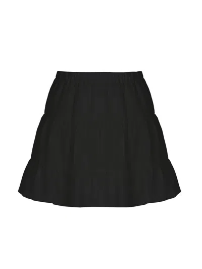 Nocturne Tiered Mini Linen Skirt In Black