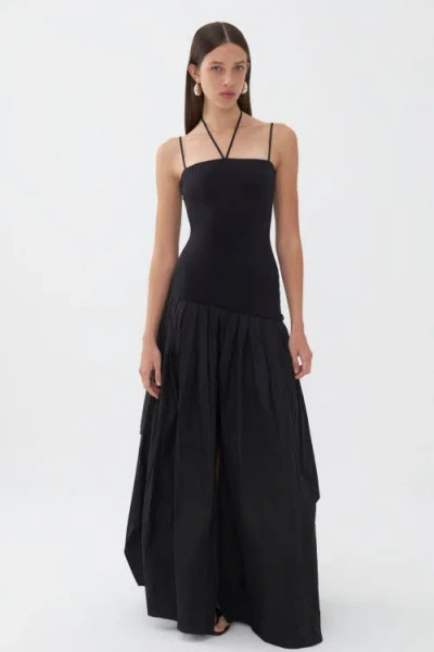 Nocturne Trimmed Asymmetrical Dress In Black
