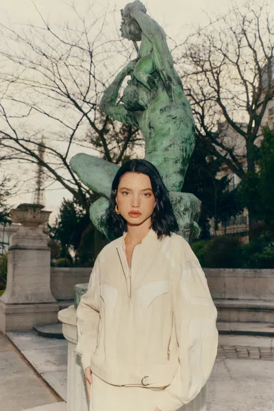 Nocturne Trimmed Bomber Jacket In White