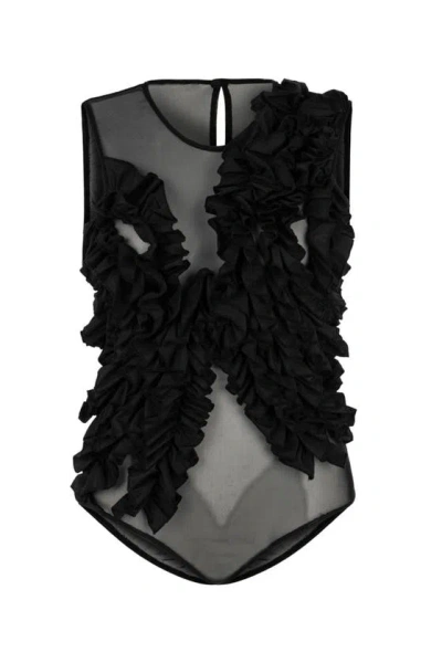 Nocturne Tulle Body With Ruffle Detail In Black