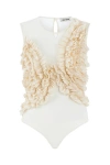 Nocturne Tulle Body With Ruffle Detail In White