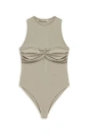 Nocturne Twist Detailed Bodysuit In Stone