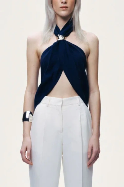 Nocturne Twist Halter Neck Bustier In Blue