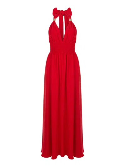 Nocturne V-neck Halter Dress In Red
