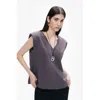 Nocturne V-neck Padded T-shirt In Anthracite