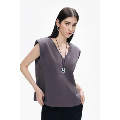 Nocturne V-neck Padded T-shirt In Anthracite