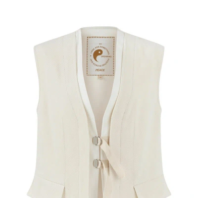 Nocturne Vest With Buckle Detail In White