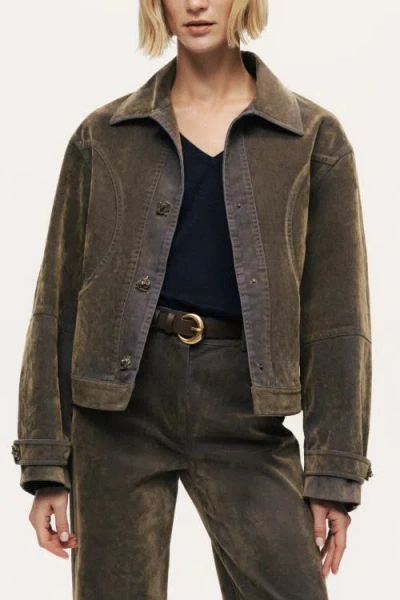 Nocturne Vintage-wash Jacket In Brown