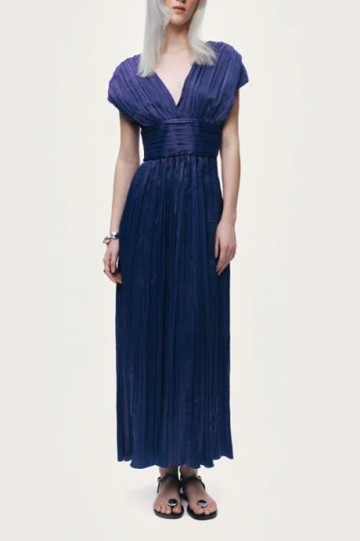 Nocturne V-neck Midi Sleeveless Dress In Blue