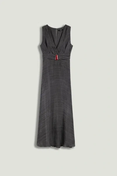 Nocturne V-neck Sleeveless Midi Dress In Gray