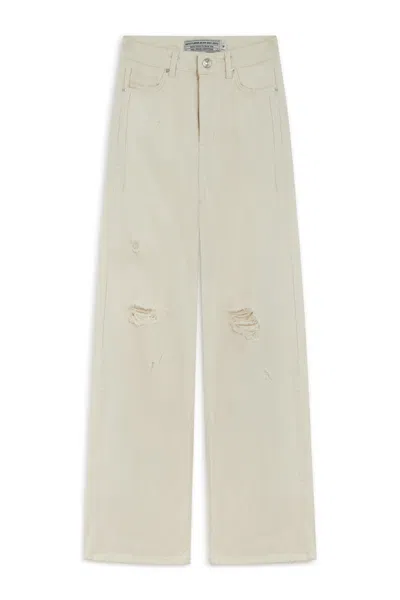NOCTURNE WHITE STONE DETAILED WIDE LEG JEANS