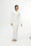 Nocturne Women's Wide Collar Long Dress-white In Ecru