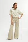 Nocturne Wide Leg Jeans With Zipper Detail At Waist In Green