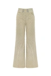 Nocturne Wide Leg Jeans With Zipper Detail At Waist In Khaki