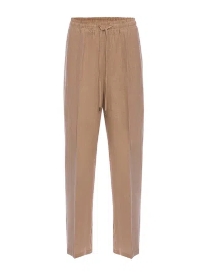 Nocturne Wide Leg Linen Pants In Beige