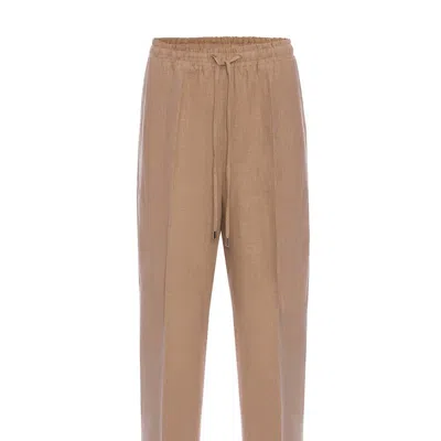 Nocturne Wide-leg Linen Pants In Brown