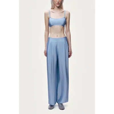 Nocturne Wide Leg Pleat Front Trousers In Blue