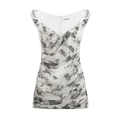 Nocturne Women's Abstract Print Off-shoulder Ruched Mini Dress