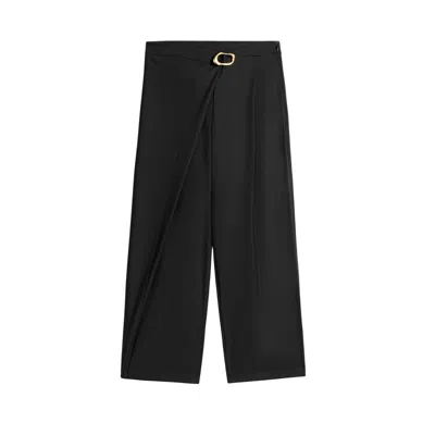 Nocturne Asymmetric Buckle Detail Pants In Black