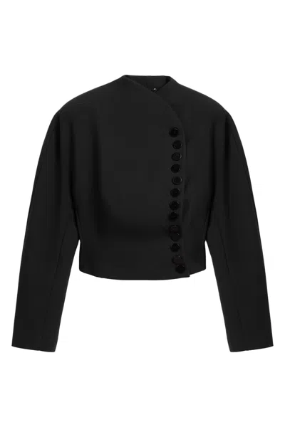 NOCTURNE WOMEN'S BLACK ASYMMETRIC BUTTONED TAILORED JACKET