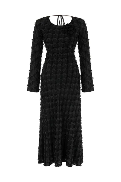 Nocturne Women's Black Backless Long Sleeve Maxi Dress