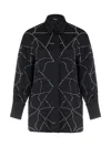 Shop Nocturne Women's Black Baguette Stone Oversize Shirt