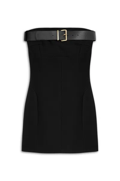 Nocturne Women's Black Belt Detailed Mini Dress