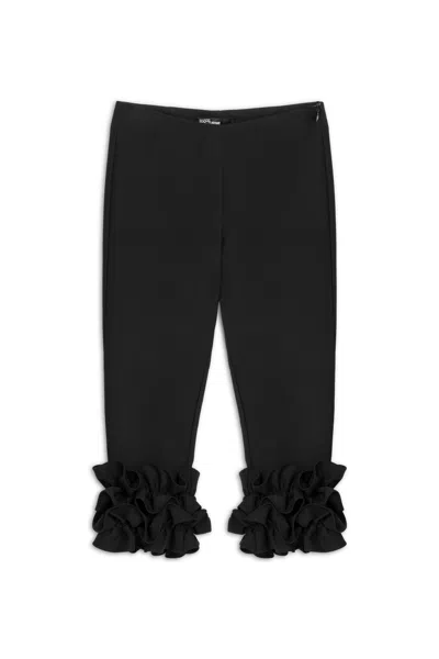 NOCTURNE WOMEN'S BLACK BERMUDA PANTS WITH RUFFLE DETAILS
