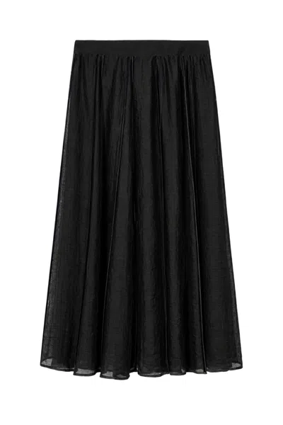 Nocturne Women's Black Braid-trim Pleated Midi Skirt