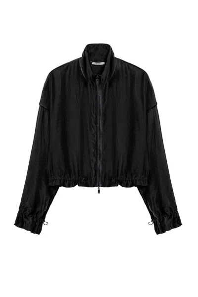 Nocturne Women's Black Braid-trim Sheer Jacket