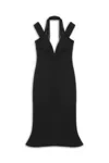 Nocturne Chiffon Detailed Midi Dress In Black