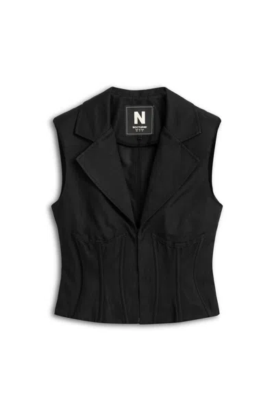Nocturne Women's Black Corset-designed Vest