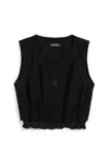 Nocturne Crop Top With Printed Detail In Black