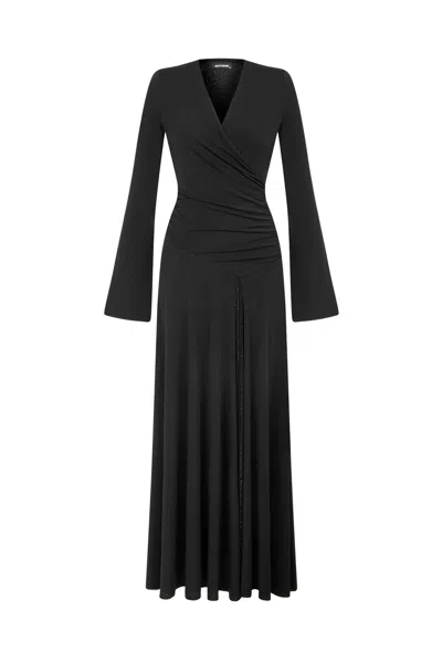 Nocturne Women's Black Double Breasted Long Dress