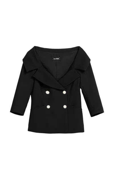 NOCTURNE WOMEN'S BLACK DOUBLE-BREASTED STRUCTURED JACKET