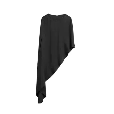 Nocturne Women's Black Draped Cape Blouse