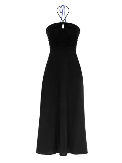 Nocturne Women's Black Draped Midi Dress