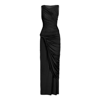 Nocturne Draped Sleeveless Maxi Dress In Blue