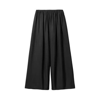 Nocturne Women's Black Elasticated Wide-leg Pants