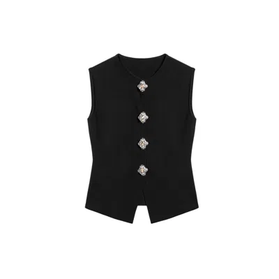 Nocturne Embellished Sleeveless Knit Top In Black