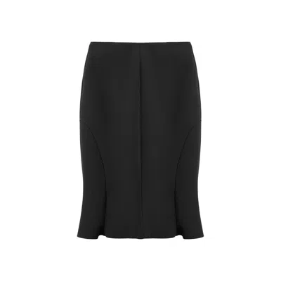 Nocturne Women's Black Flounced Hem Fishtail Midi Skirt